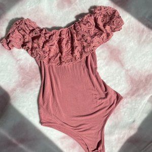 PenPaper Crochet Ruffle Off Shoulder Body Suit